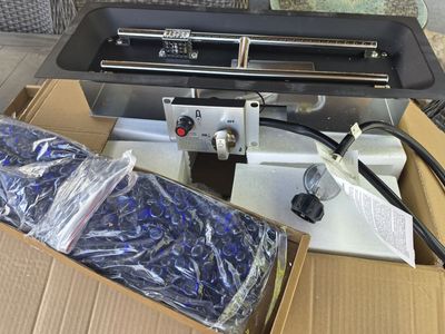 New in Box Fire Pit Burner Element with Blue Glass