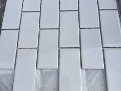 White Glossy Subway Tile Sheets - Ceramic Backsplash Tile 8 sheets