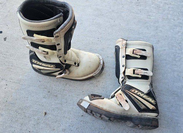 Kids Size 1 - O'Neal Elements Off-Road Motocross Boots White Black(Read description)