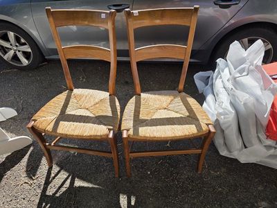 2 nice oak chairs with wicker seats