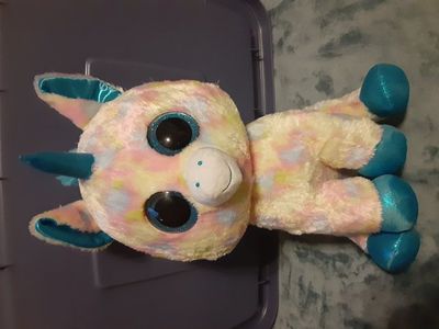 large 15in rainbow unicorn ty beanie boo plush toy
