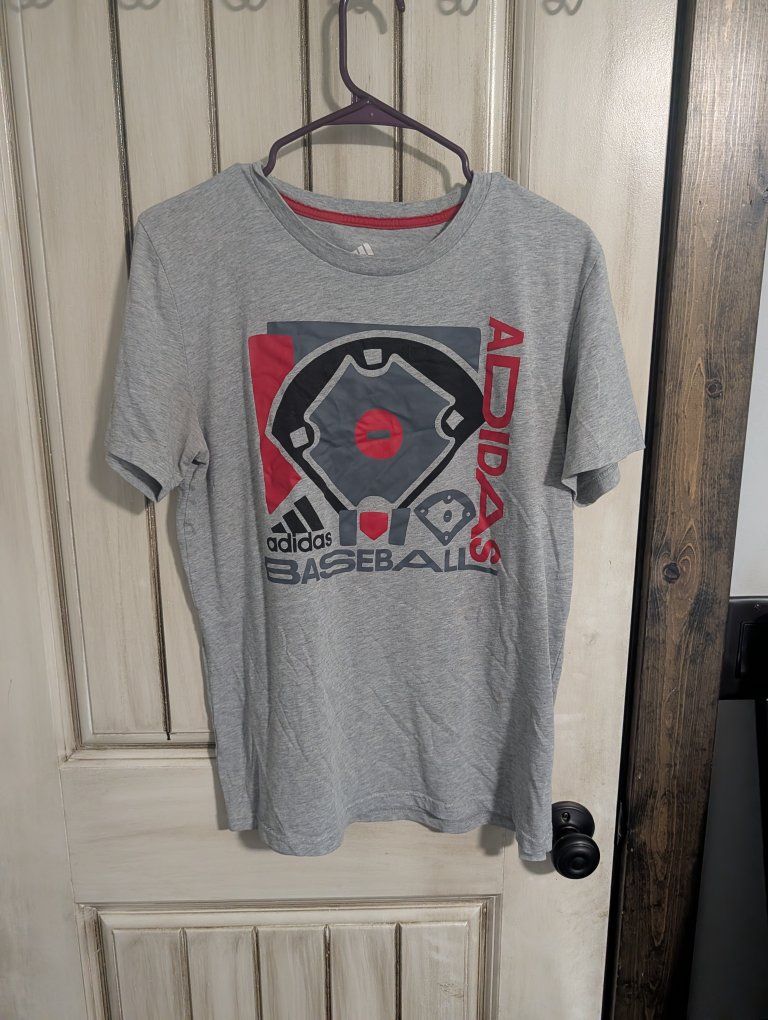 Adidas Grey Baseball Graphic T-Shirt - Boys' XL (18/20)