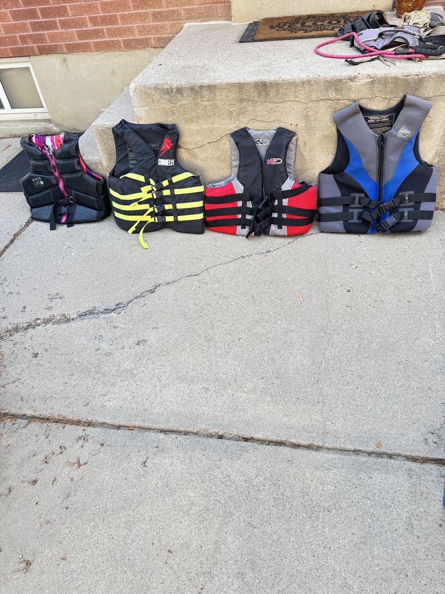 Assorted Life Jackets Lot - Hyperlite, Connelly, K2, and SWS (4 Vests)