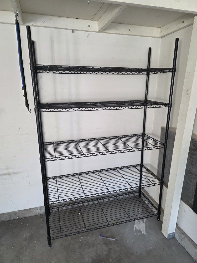 Black 5-Tier Metal Wire Shelving Rack Unit