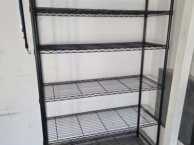Black 5-Tier Metal Wire Shelving Rack Unit