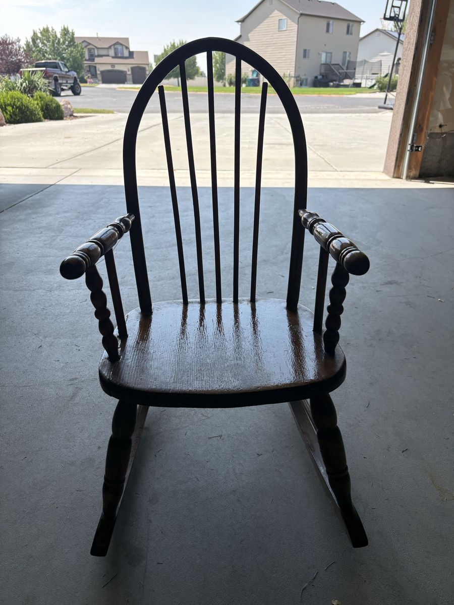 Vintage Children's Wooden Spindle Back Rocking Chair