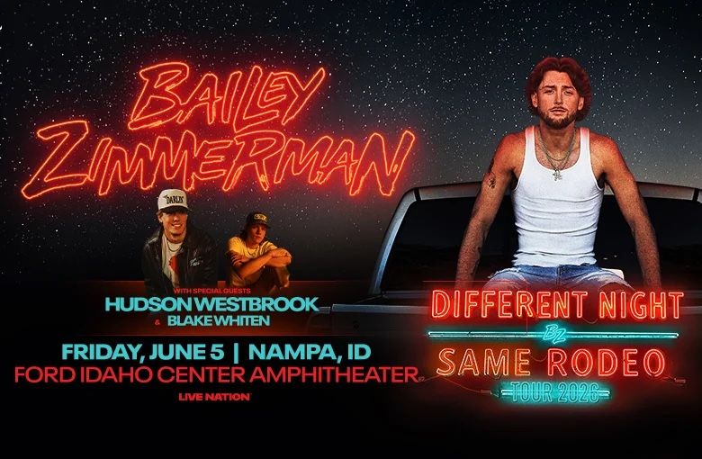 2 Front Row Tickets for Bailey Zimmerman Ford Idaho Amphitheater Friday June 5, 2026