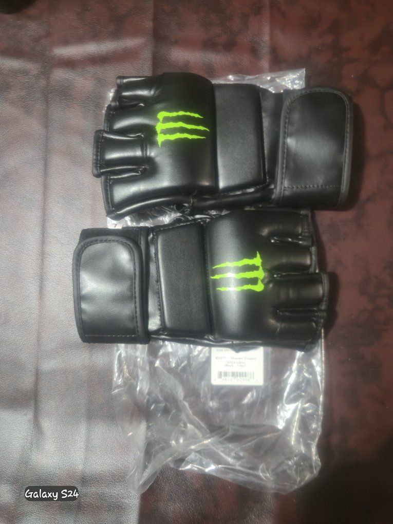 Monster Premier Black Vinyl MMA Gloves - Size Large with Claw Logo - New in Package