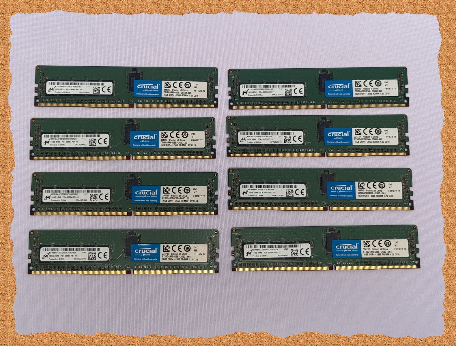 RAM 128 GB (x8) Micron 16GB PC4-21300 DDR4-2666MHz Registered ECC CL19 288-Pin DIMM 1.2V Dual Rank Memory Module