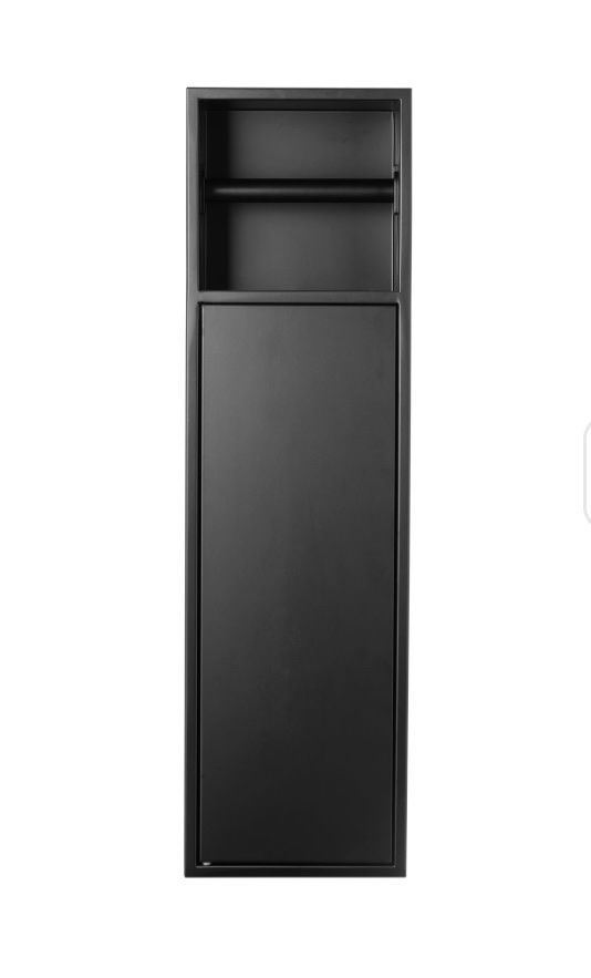 New Matte Black Recessed Shower Niche with Toilet Paper Holder and Storage Cabinet