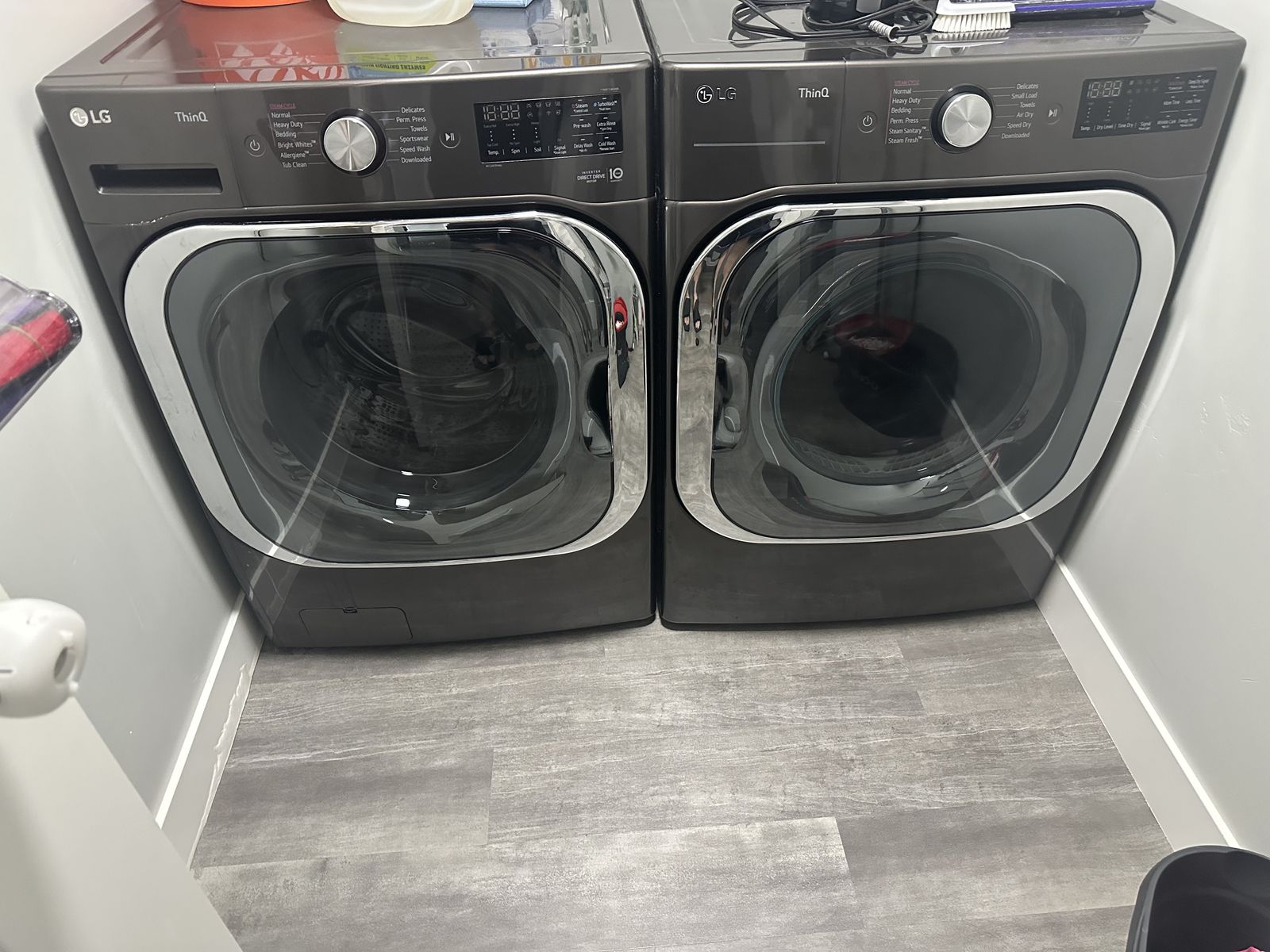 LG ThinQ Front Load Washer & Electric Dryer Set - Dark Gray, Used Excellent Condition