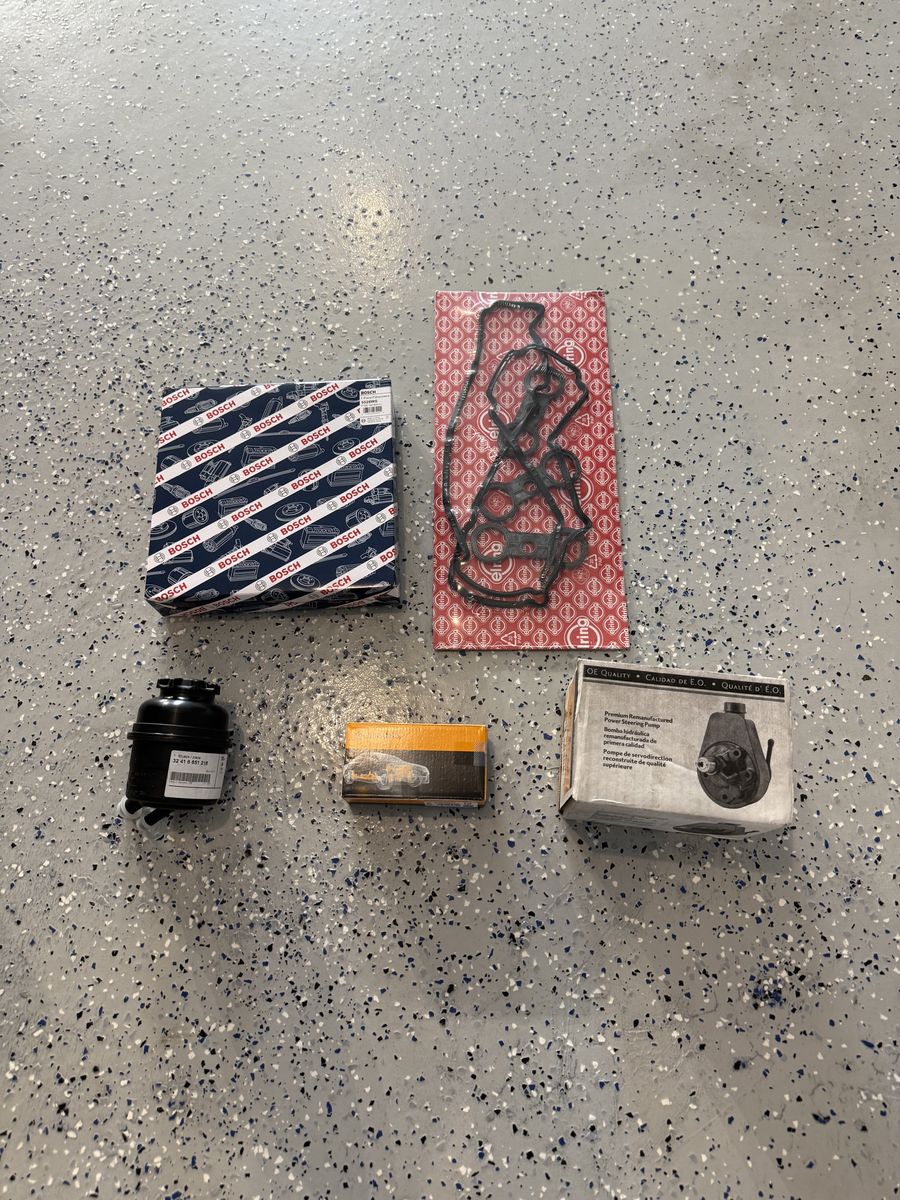 BMW Spare parts - Air Filter, Power Steering Pump. Power Steering Fluid Reservoir, Valve Cover Gasket Set