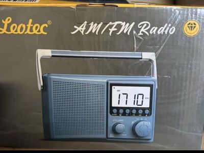 Leotec AM/FM Portable Radio with Bluetooth 5.0 and LCD Display - Blue