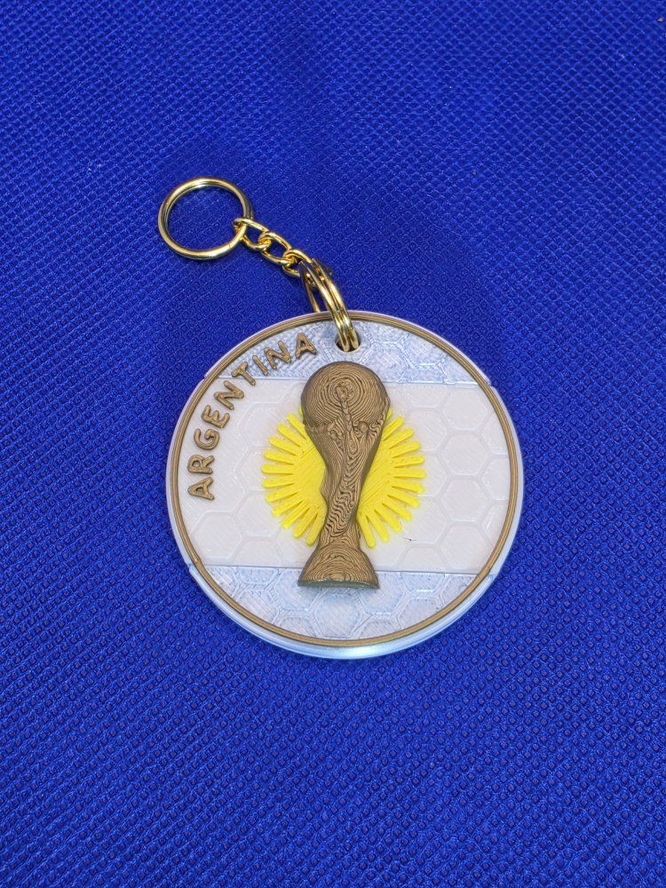 Argentina World Cup Keychain - Gold & Blue - FIFA Soccer Souvenir Accessory