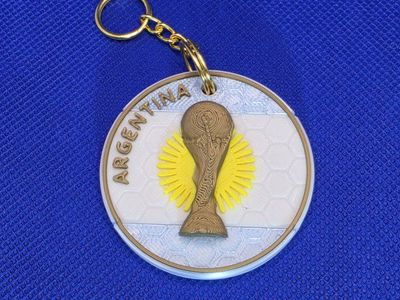 Argentina World Cup Keychain - Gold & Blue - FIFA Soccer Souvenir Accessory