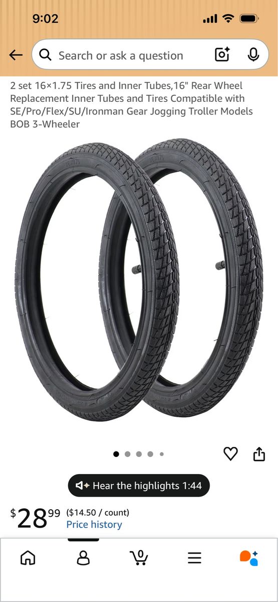 New 16 inch bike tires and tubes