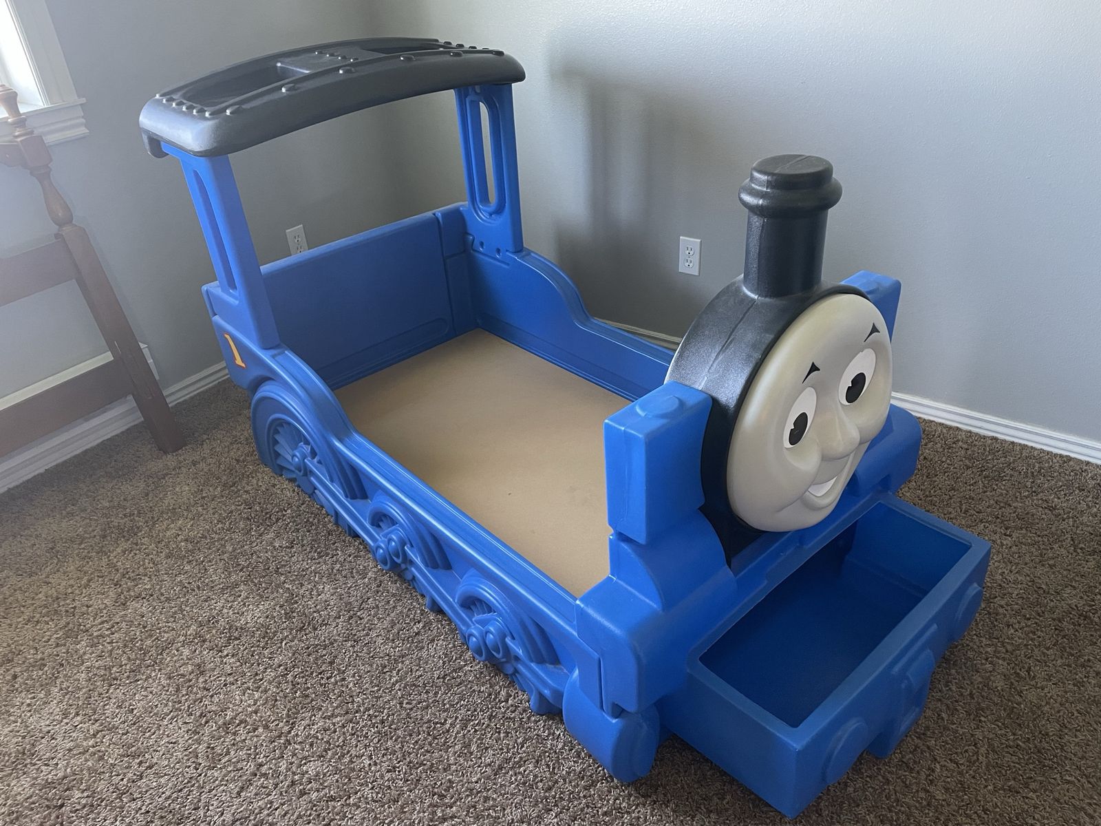 Thomas the Train Toddler Bed - Blue Plastic with Storage Drawer