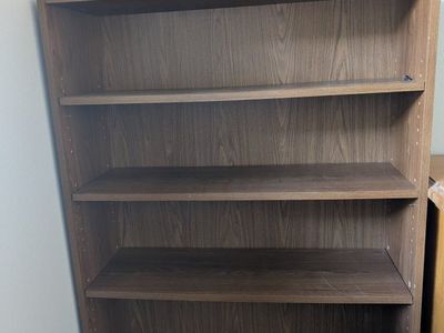 Brown Wood Laminate 5-Tier Bookshelf with Adjustable Shelves