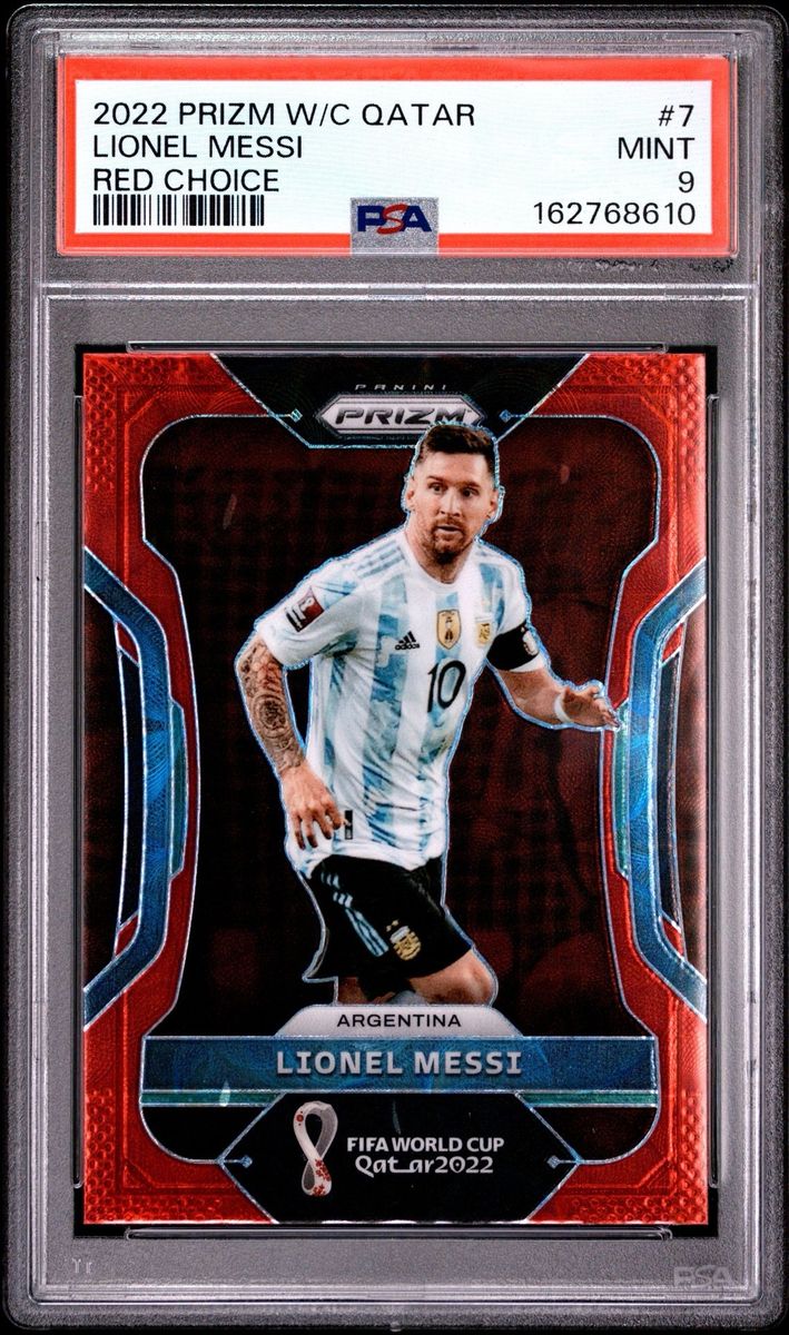 2022 Panini Prizm World Cup Qatar Lionel Messi Red Choice #7 PSA 9 Mint