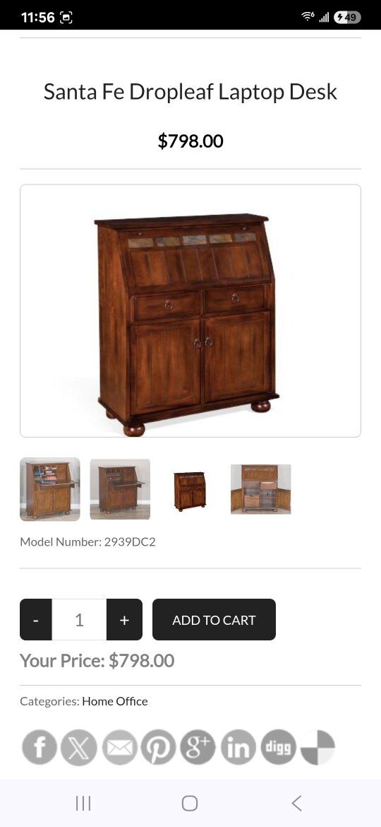 Santa Fe Drop Leaf Desk