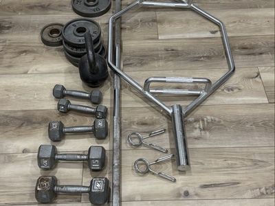 Free weights dumbbells, and Bars