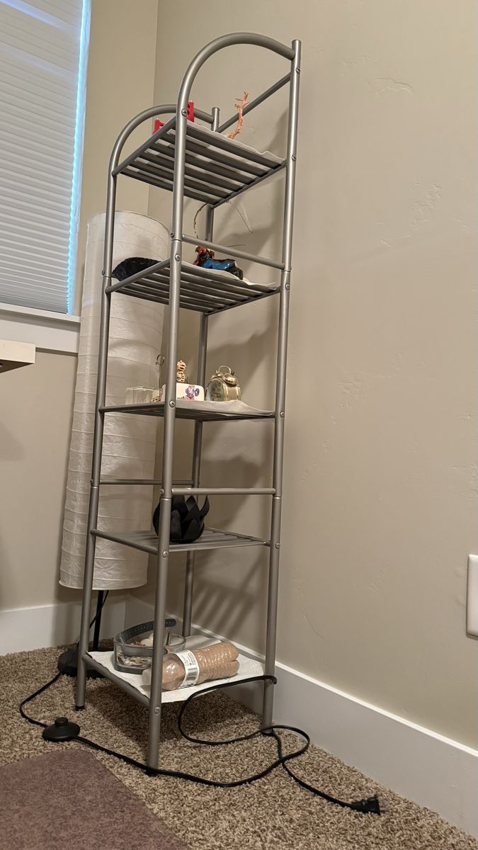 Silver Metal 5-Tier Tall Storage Shelving Unit with Arched Top