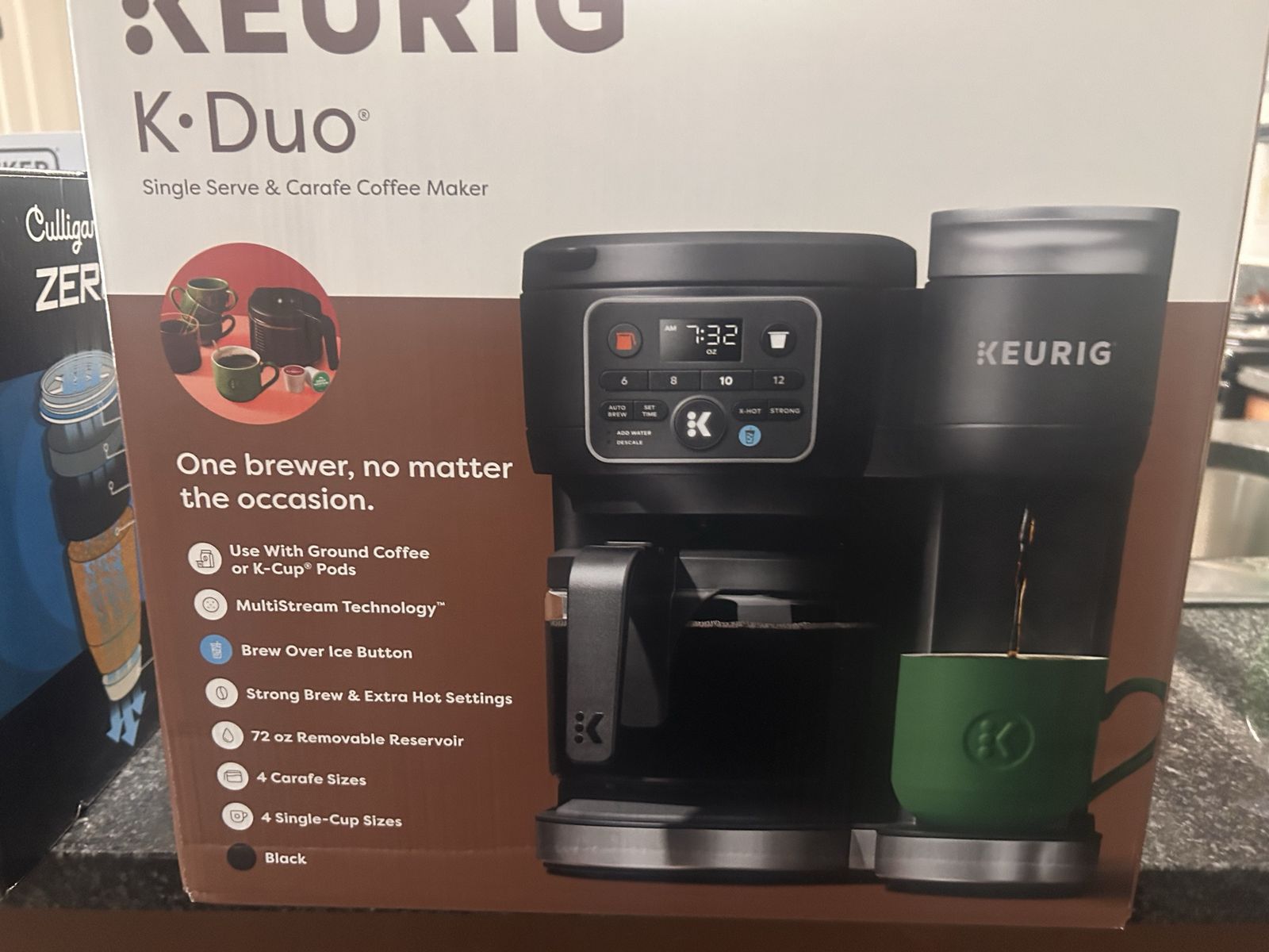 New never used. Keurig K-Duo Single Serve & Carafe Coffee, 72oz Removable Reservoir. New sealed in box.