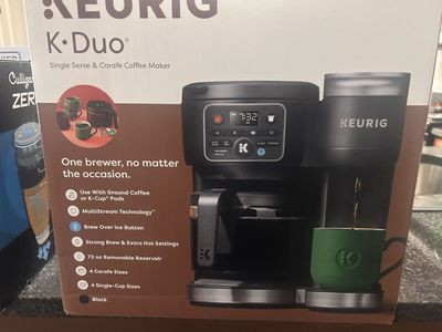 New never used. Keurig K-Duo Single Serve & Carafe Coffee, 72oz Removable Reservoir. New sealed in box.