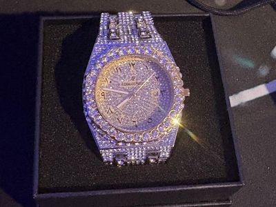 Audemars Piguet Iced Out Diamond Watch with Arabic Numerals