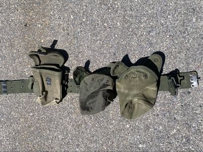 vintage U.S. Military web belt With M1956 Ammo Pouch Canteen Pouch Vietnam