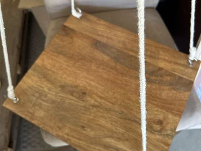 Urban Outfitters Wooden Hanging Nightstand Wall Shelf with Rope