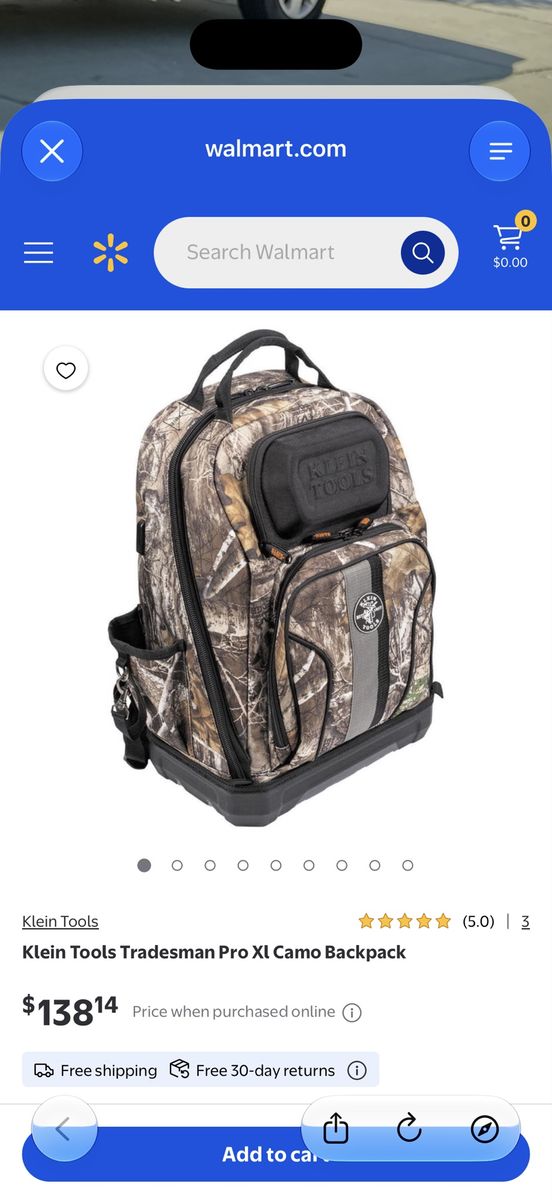 New Klein Tools Tradesman Pro Xl Camo Backpack.
