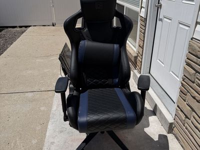 RS Gaming Chair - Black & Blue Ergonomic Racing Style Office Chair with Lumbar Support