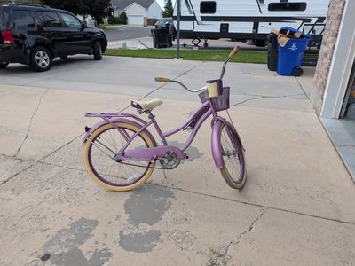Huffy Purple Cruiser Bicycle with Front Basket