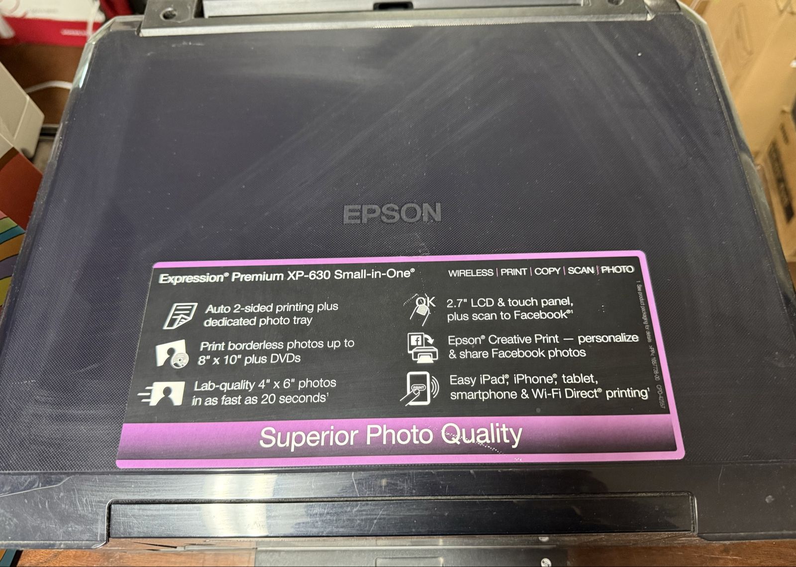 Epson Expression Premium XP-630 Wireless Small-in-One Printer/Scanner/Copier with LCD Touch Panel