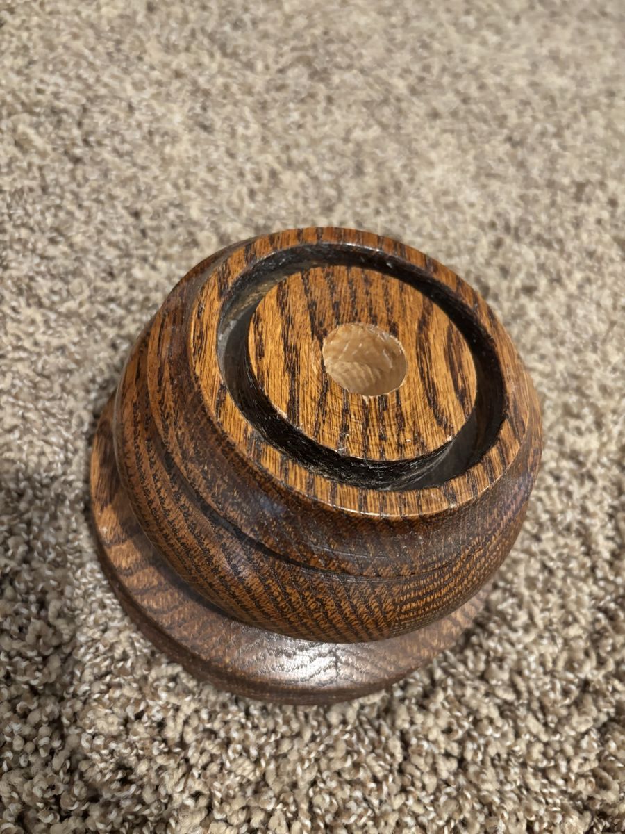 Solid oak wood candle base holder 