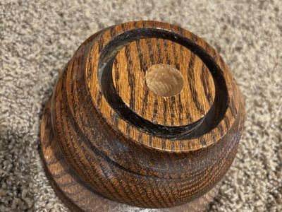 Solid oak wood candle base holder