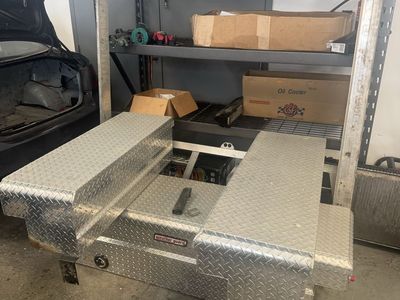 Weather Guard Aluminum Diamond Plate Truck Tool Box & headache rack