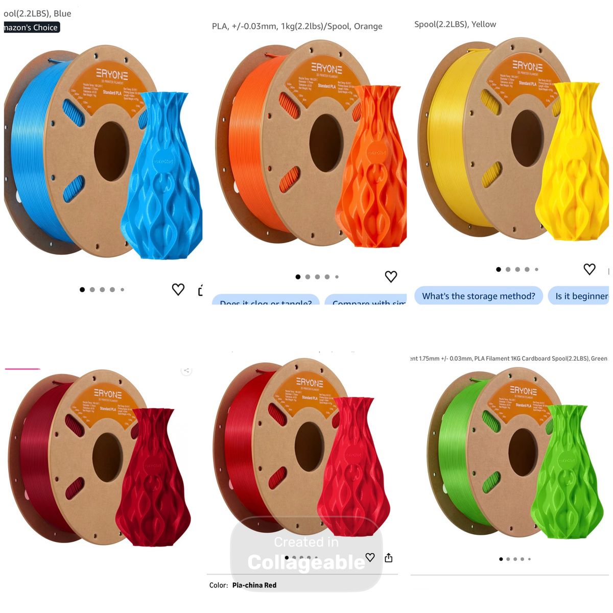 Eryone premium PLA Plus, glow Filament 1kg 1.75mm