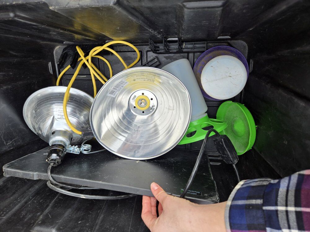 Pride Heater/Brooder with heat lamps, feeder, and