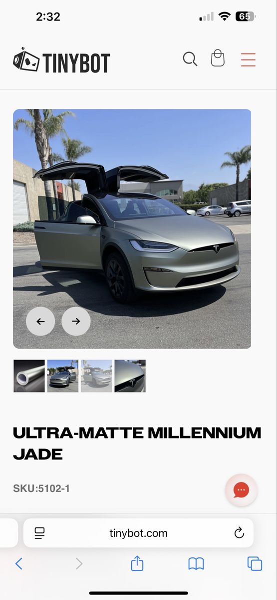 Tinybot Ultra-Matte Millennium Jade Vinyl Car Wrap