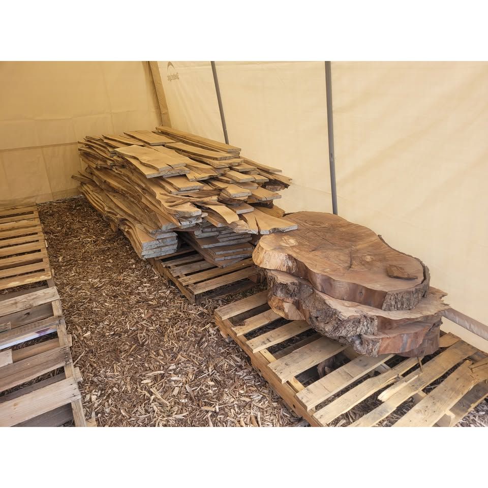 English Walnut Live Edge Boards Lumber and Root Ball Slabs, Kiln Dried