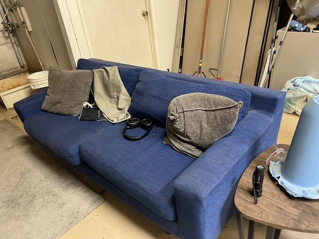 Blue upholstered couch good condition