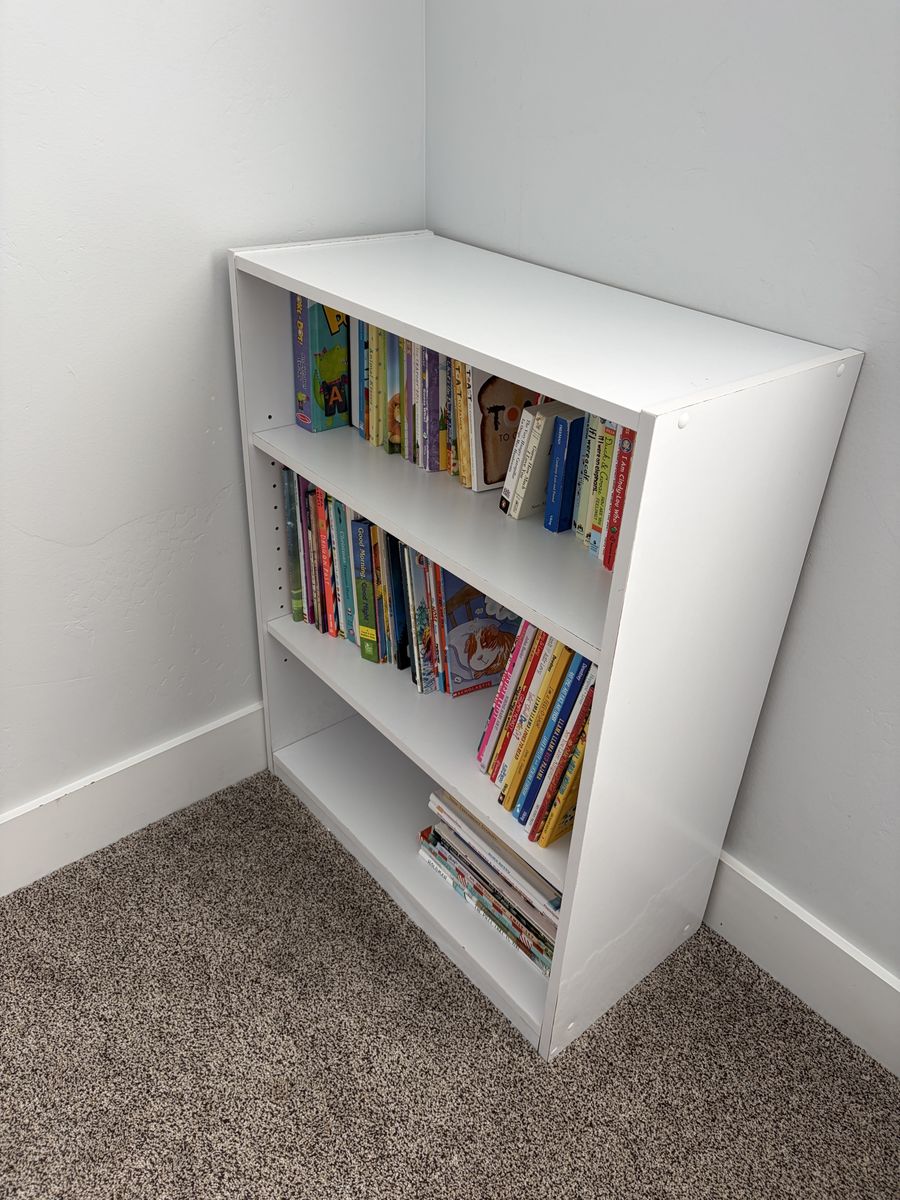 Small white bookshelf