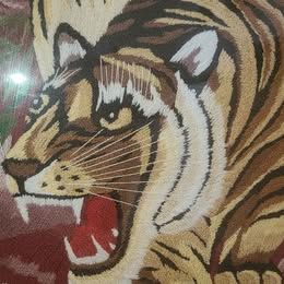 Needlepoint Tapestry Tiger from Taiwan - Vintage