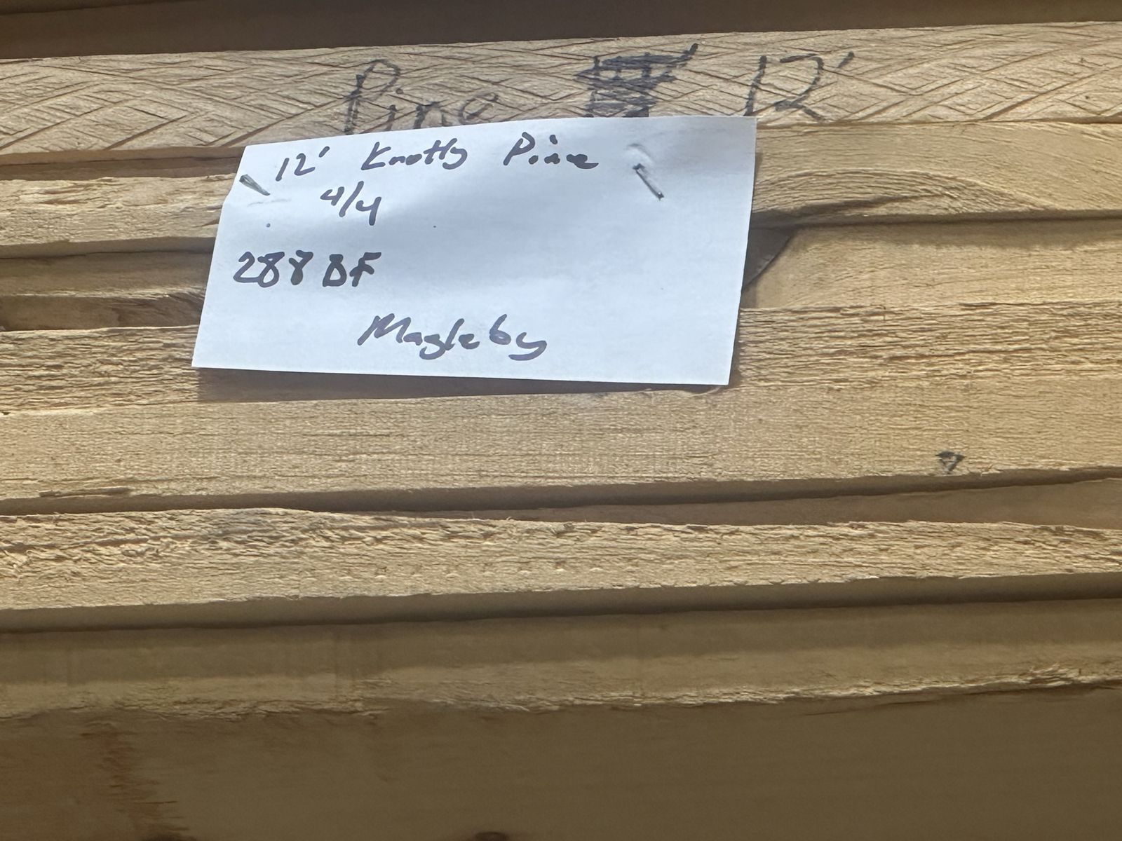 12' Knotty Pine 4/4 Lumber - 287 BF