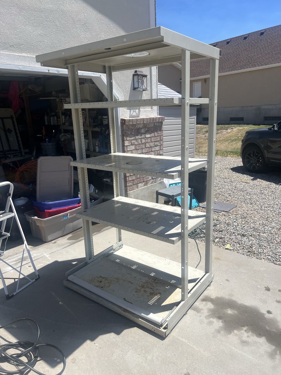 Sturdy Metal Garage Shelving Unit - 5 Shelves, 1 Sliding (46.5" W x 82.5" H)