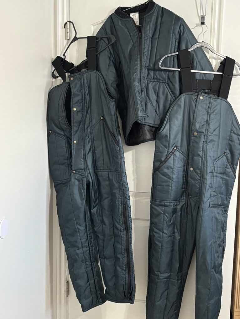 RefrigiWear dark green insulated Winter Bibs