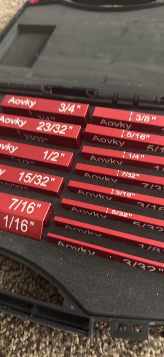 Aovky Precision Setup Blocks Gauge Set, Red Aluminum, 15pc, for Router Table Saw Accessories