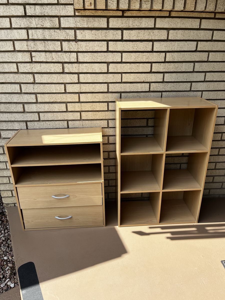 Light Wood Grain Storage Cubes & Drawer Unit - Bookcase/Shelving